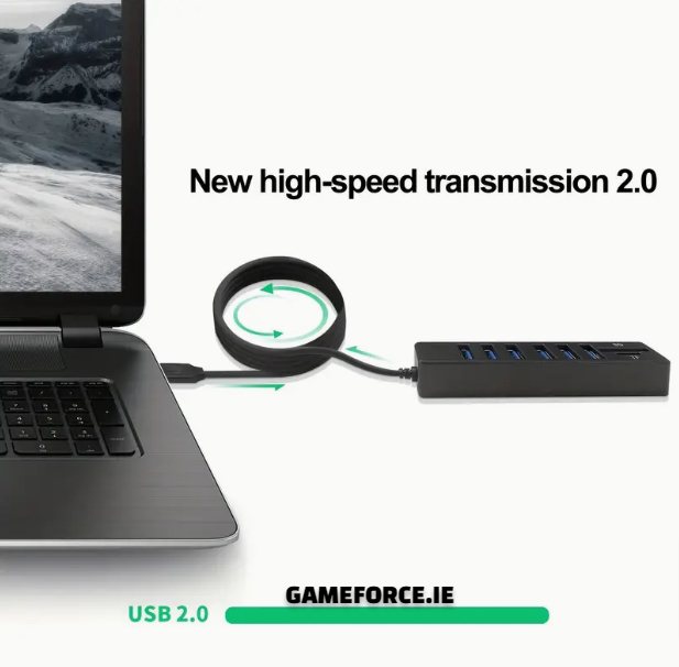 ARES 8 In 1 Hub, USB Splitter, 6-Port USB Hub, External Combi USB 2.0 Hub, SD/TF Card Reader, Multi-Function Card Reader Compatible With MacBook Pro/Air USB C Laptops And Other Type C Devices. - TECHDIRECT GAMEFORCE.IE - Ireland - Carlow - Dublin - Cork
