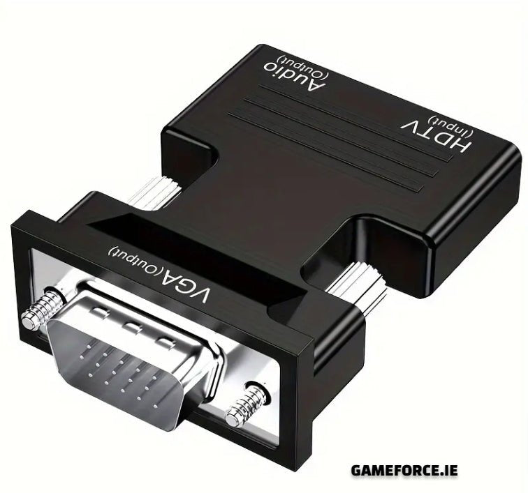 ARES HDTV To VGA Adapter Converter With Audio HDTV Source Output To TV/Monitor With VGA Connector), Active Female HDTV In Male VGA 1080p Video Dongle Adaptor For Computer, Laptop, Projector-with 3.5mm Stereo Cable Included! - TECHDIRECT GAMEFORCE.IE - Ireland - Carlow - Dublin - Cork