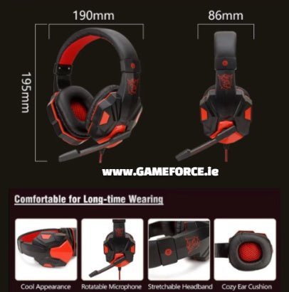 PC-LINK SY830mv - RED / Black Gaming Headset USB WIRED with Luminous Red - TECHDIRECT GAMEFORCE.IE - Ireland - Carlow - Dublin - Cork