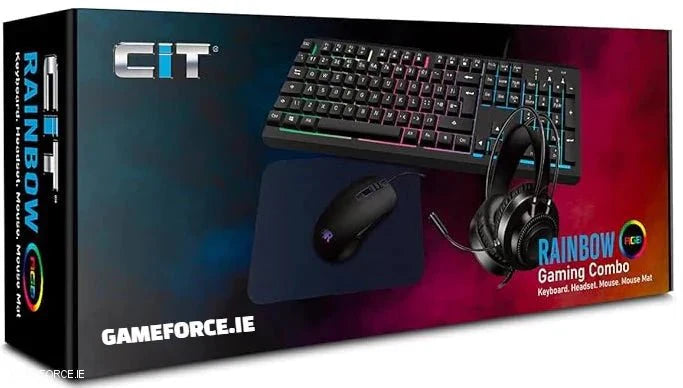 CiT rainbow RGB gaming combo 4-1 KIT - Keyboard - Mouse - Headset - Mouse Mat - GAMEFORCE.IE - TECHDIRECT GAMEFORCE.IE - Ireland - Carlow - Dublin - Cork