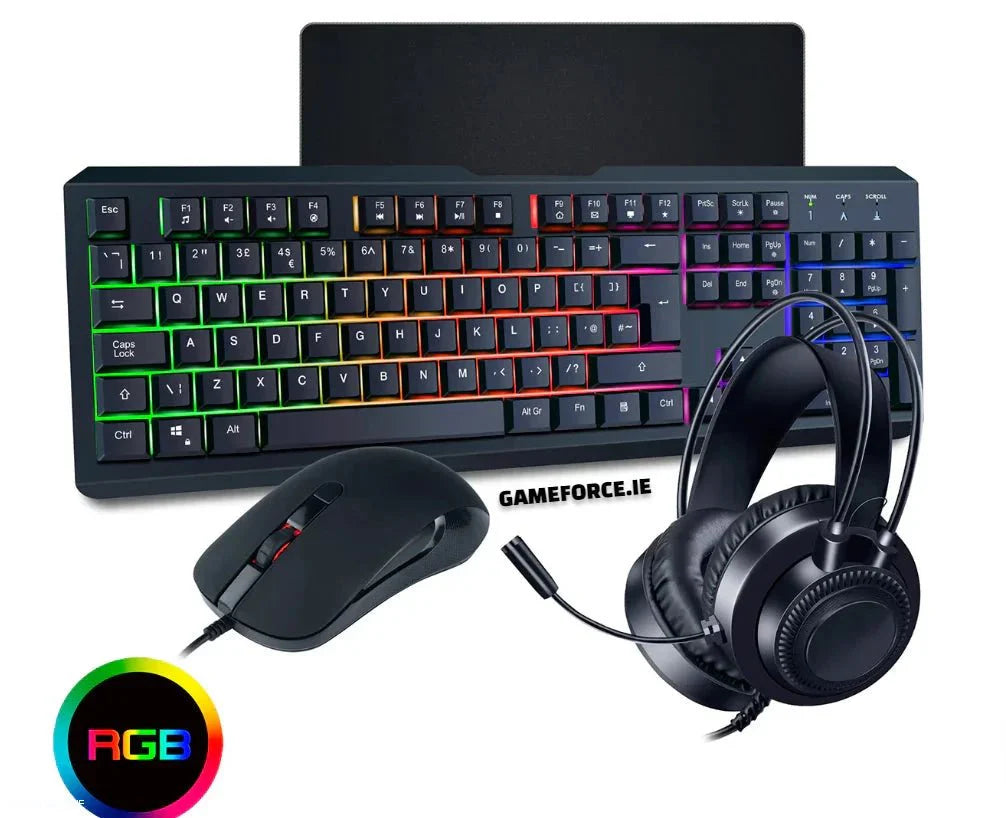CiT rainbow RGB gaming combo 4-1 KIT - Keyboard - Mouse - Headset - Mouse Mat - GAMEFORCE.IE - TECHDIRECT GAMEFORCE.IE - Ireland - Carlow - Dublin - Cork