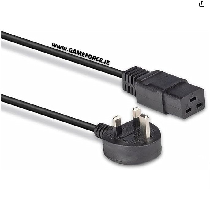 PC-LINK 2 Meter UK 3 Pin Plug to IEC C19 Power Cable Black - TECHDIRECT GAMEFORCE.IE - Ireland - Carlow - Dublin - Cork