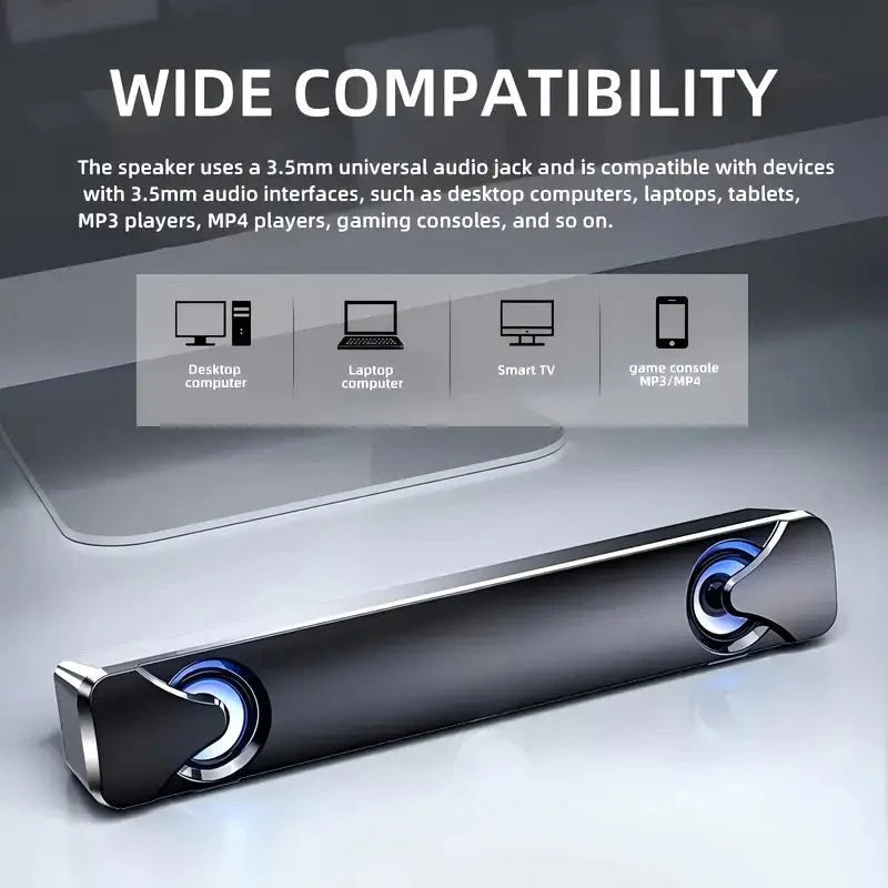 USB-Powered Sound Bar Desktop Speakers with Blue Light Effect - TECHDIRECT GAMEFORCE.IE - Ireland - Carlow - Dublin - Cork