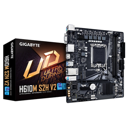 GIGABYTE H610M S2H V2 Motherboard - Supports Intel Core 14th CPUs, 4+1+1 Hybrid Phases Digital VRM, up to 5600MHz DDR5, 1xPCIe 3.0 M.2, GbE LAN, USB 3.2 Gen 1