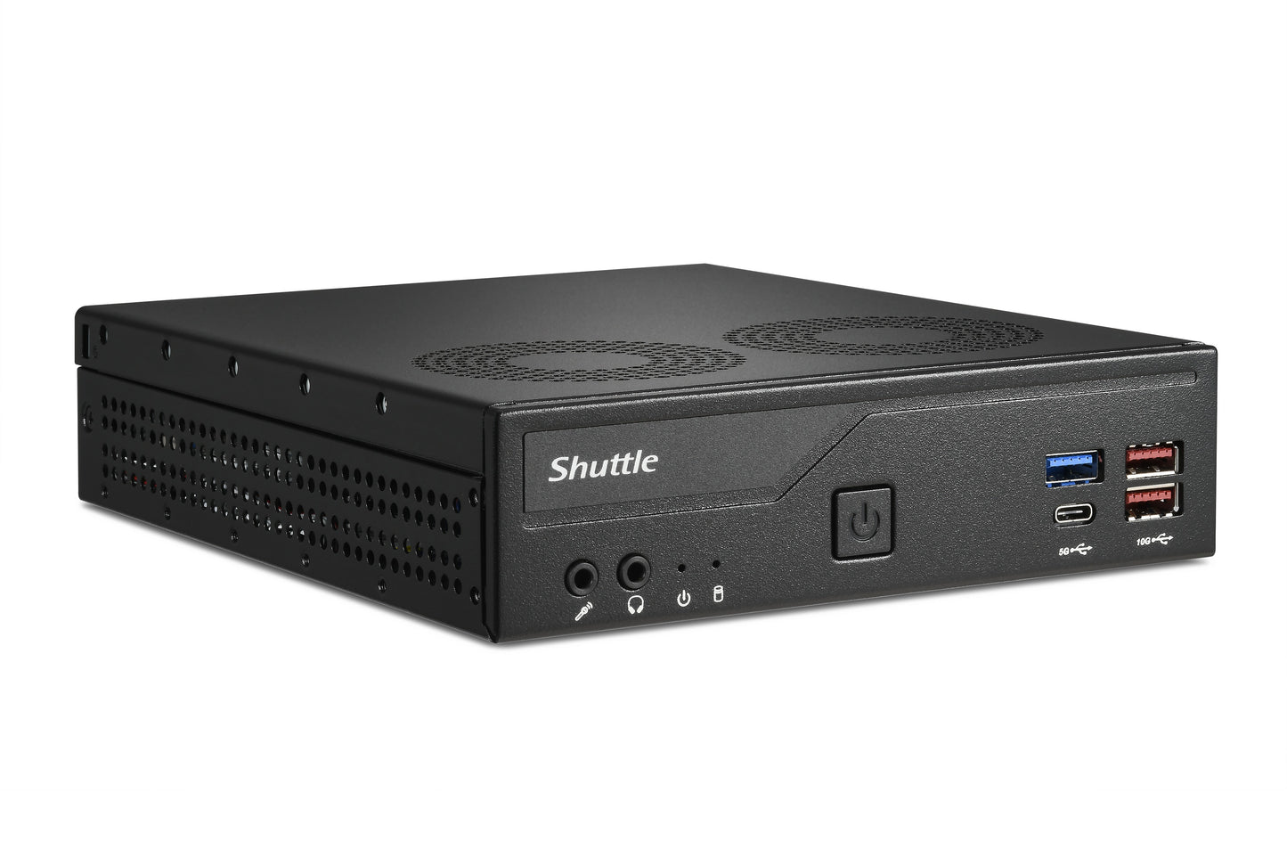 Shuttle Slim PC DH770 , S1700, 2x HDMI, 2x DP , 2x 2.5G LAN, 2x COM, 8x USB, 1x 2.5", 2x M.2, 24/7 permanent operation, incl. VESA