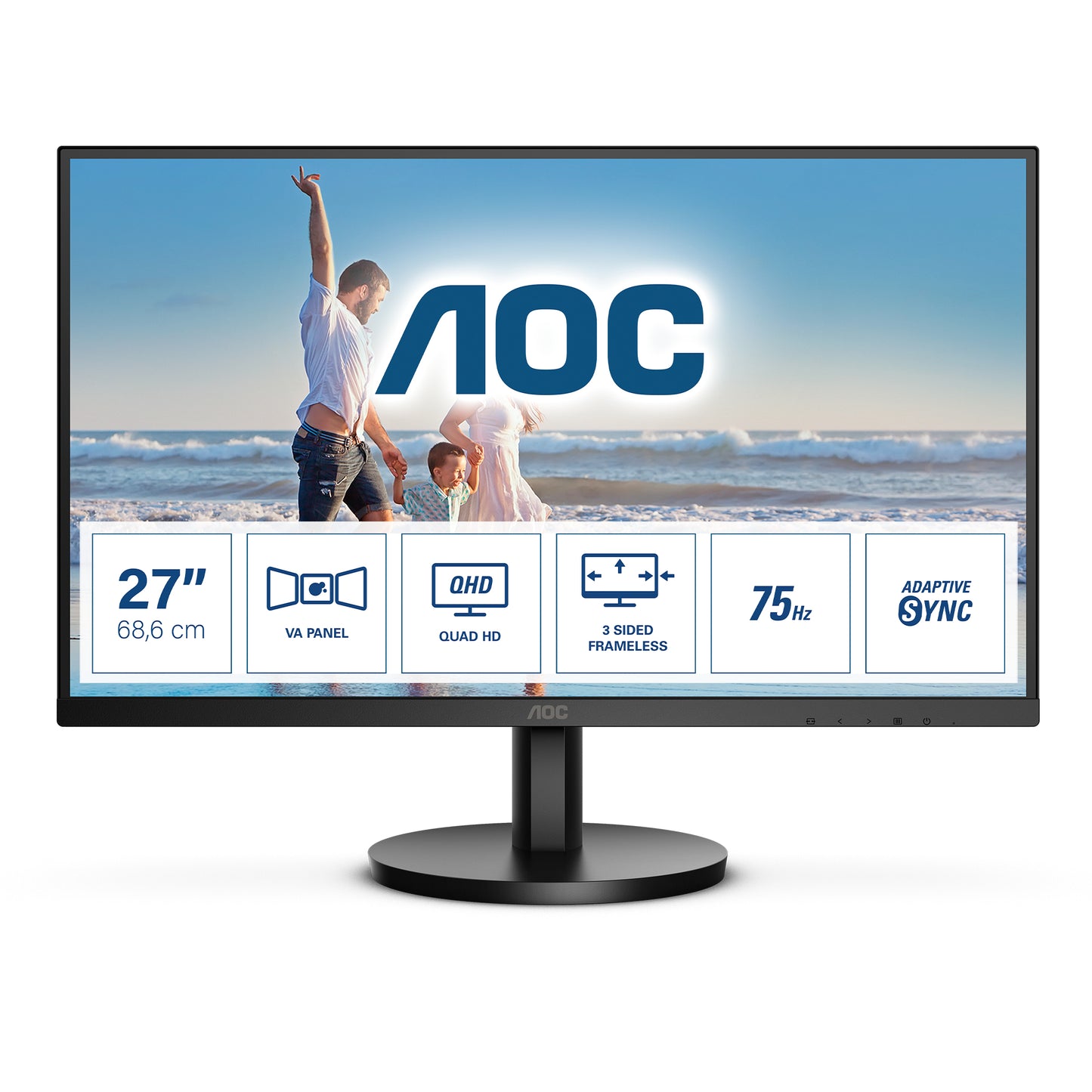 AOC Q27B3MA LED display 68.6 cm (27") 2560 x 1440 pixels Quad HD Black