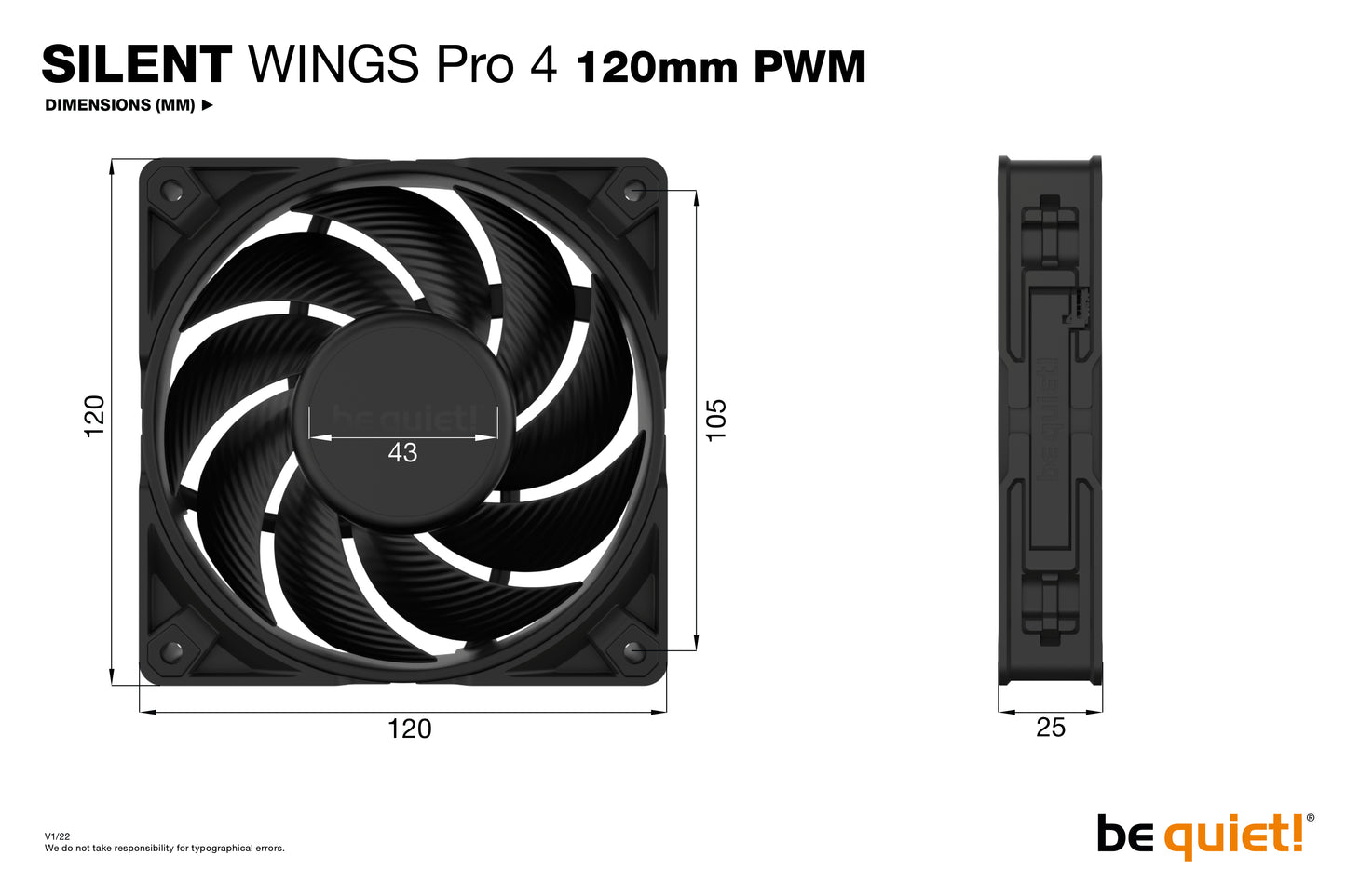 be quiet! SILENT WINGS PRO 4 | 120mm PWM Computer case Fan 12 cm Black 1 pc(s)