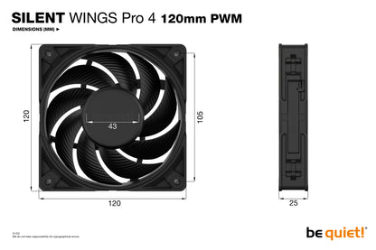 be quiet! SILENT WINGS PRO 4 | 120mm PWM Computer case Fan 12 cm Black 1 pc(s)