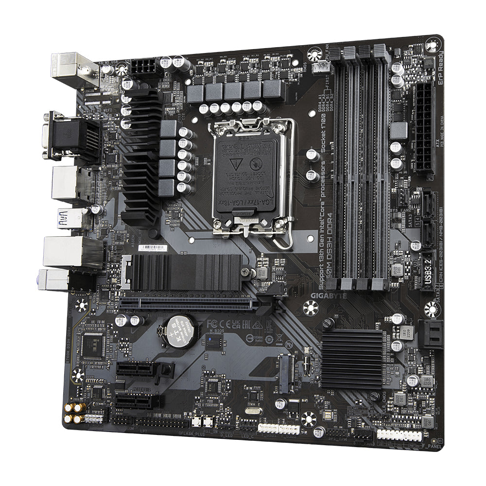 GIGABYTE B760M DS3H DDR4 Motherboard - Supports Intel Core 14th Gen CPUs, 6+2+1 Phases Digital VRM, up to 5333MHz DDR4 (OC), 2xPCIe 4.0 M.2, 2.5GbE LAN, USB 3.2 Gen2