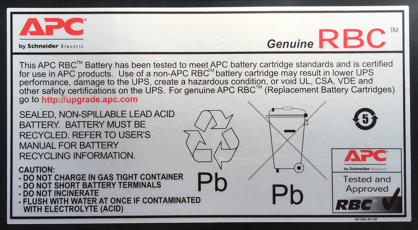 APC Replacement Battery Cartridge, VRLA battery, 11Ah, 12VDC, 2-year warranty