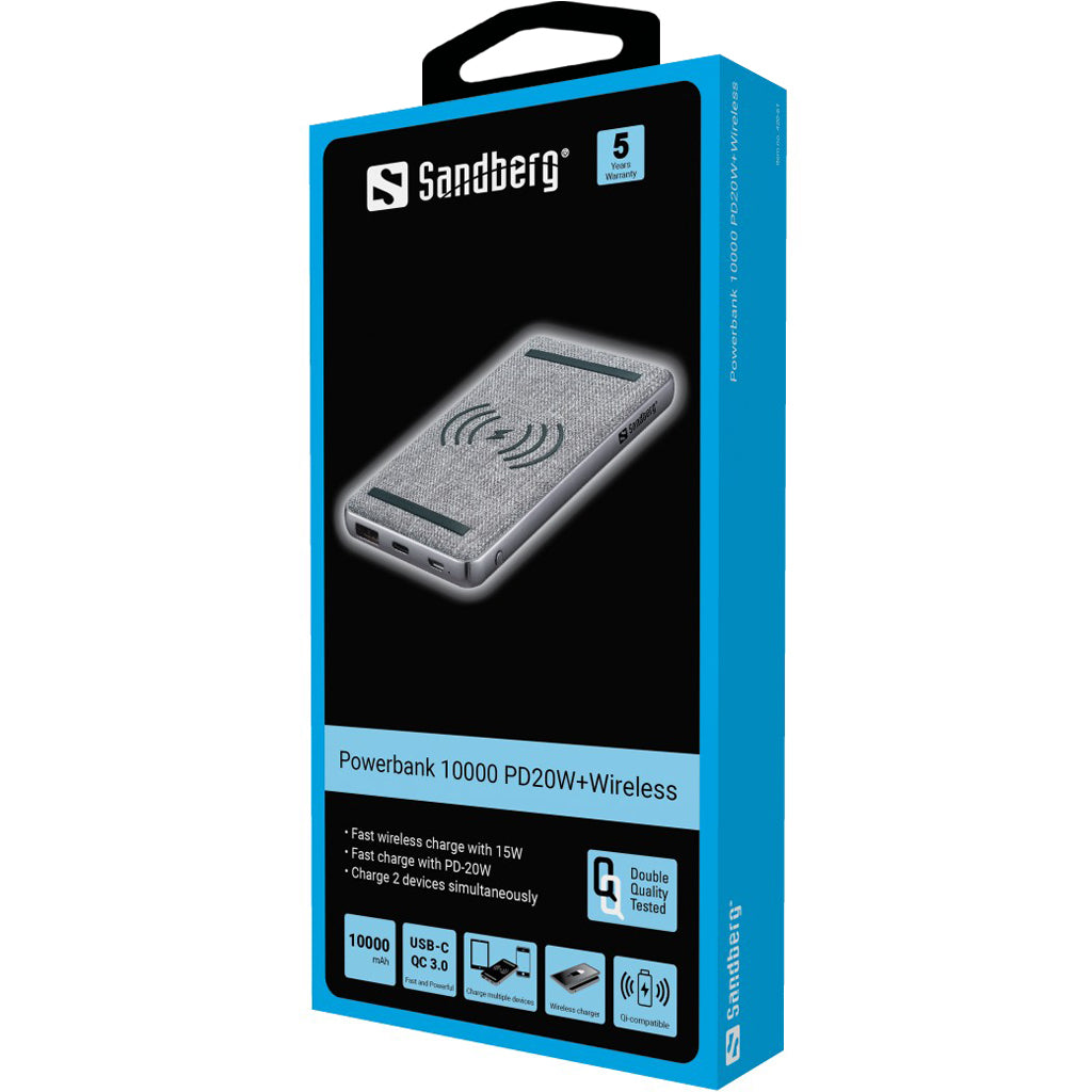 Sandberg Powerbank 10000 PD20W+Wireless