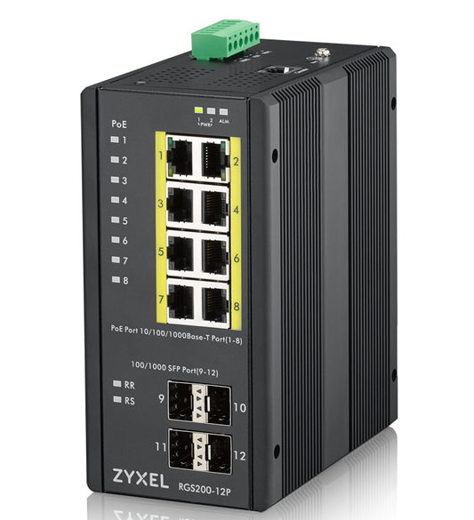 Zyxel RGS200-12P Managed L2 Gigabit Ethernet (10/100/1000) Power over Ethernet (PoE) Black