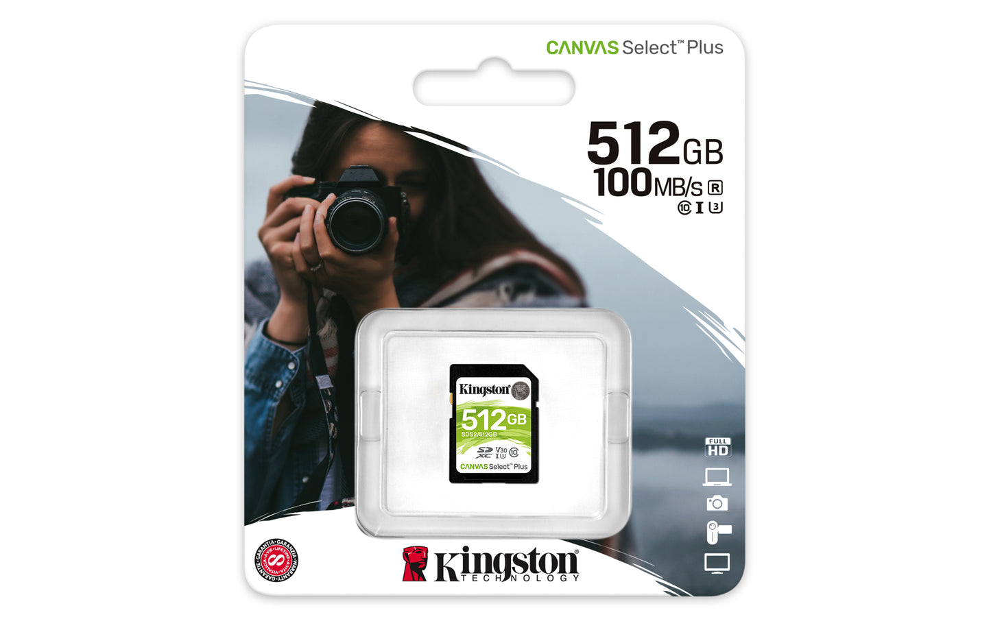 Kingston Technology 512GB SDXC Canvas Select Plus 100R C10 UHS-I U3 V30