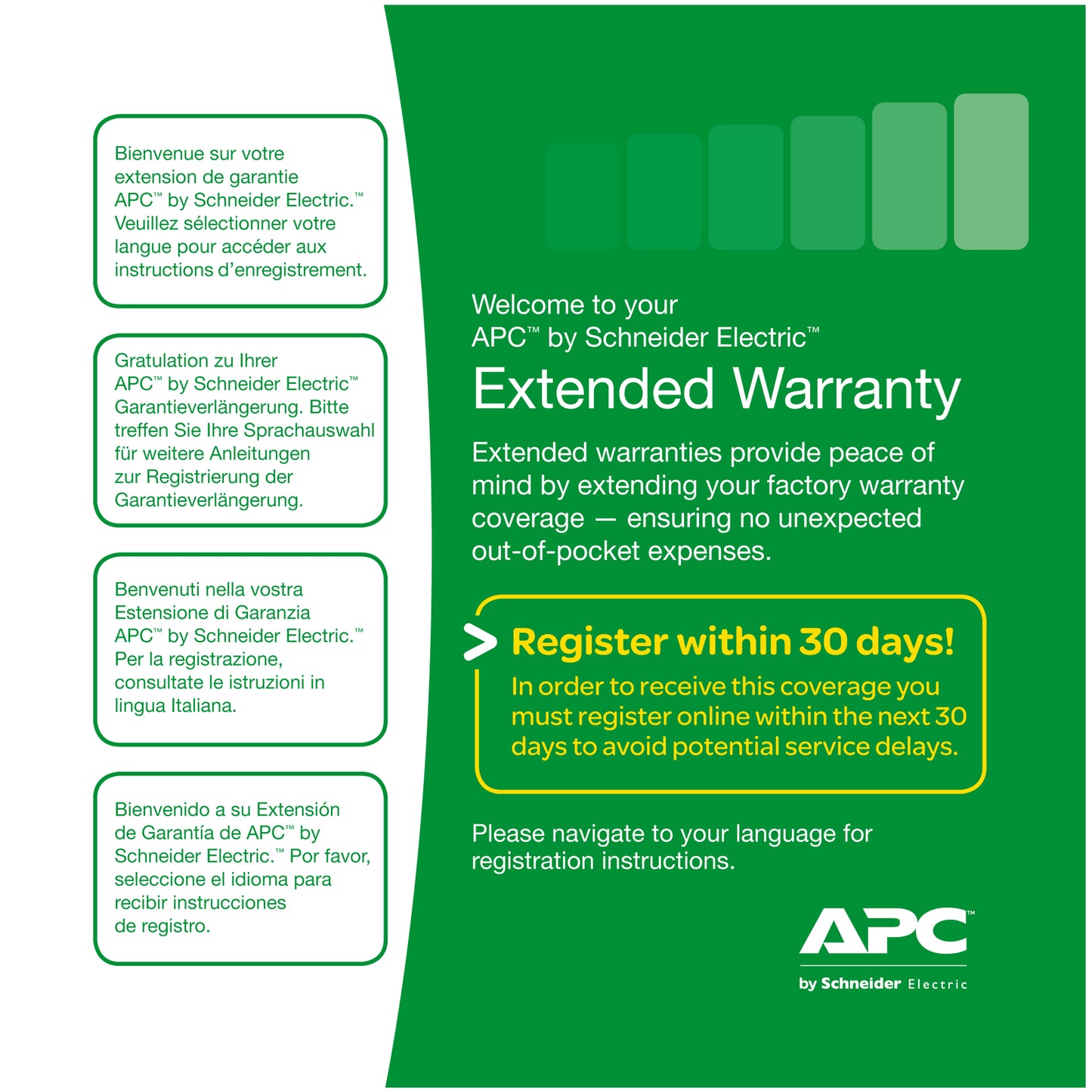 APC Warranty extension for service pack,, 3 years, for new product purchases, repair or replace coverage