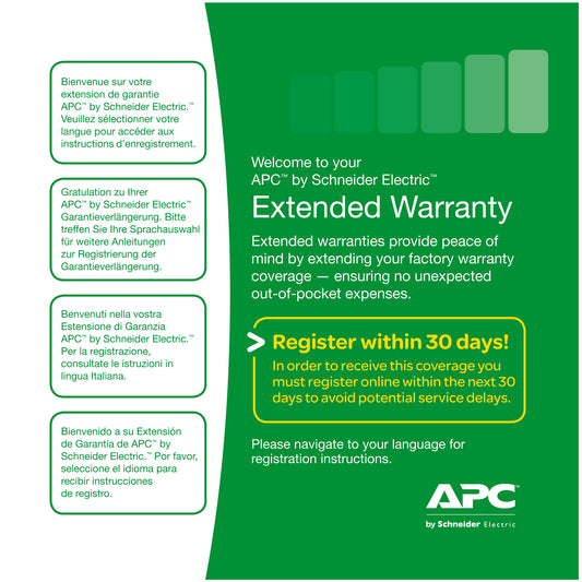 APC Warranty extension for service pack,, 3 years, for new product purchases, repair or replace coverage