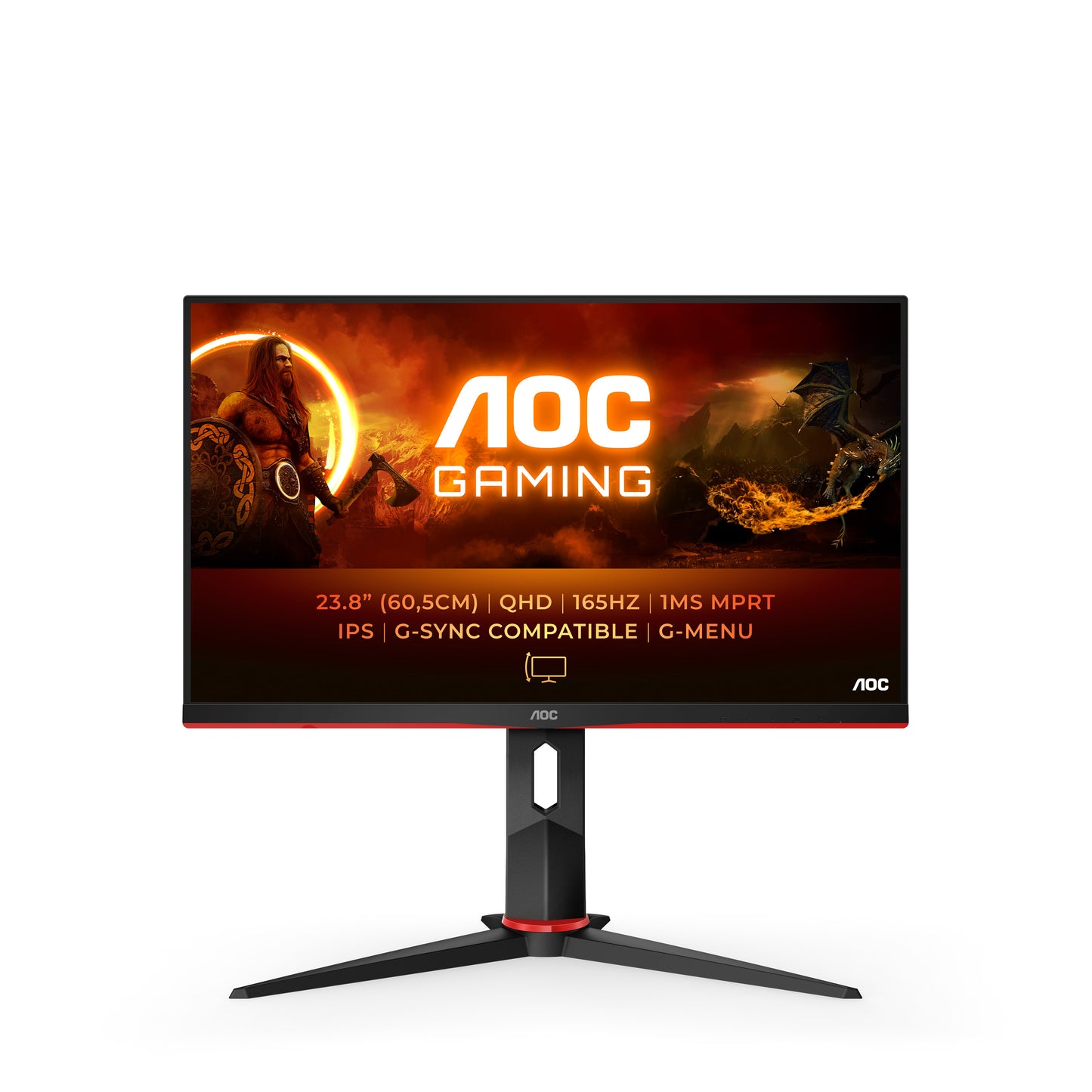 AOC G2 Q24G2A/BK LED display 60.5 cm (23.8") 2560 x 1440 pixels Quad HD LCD Black, Red