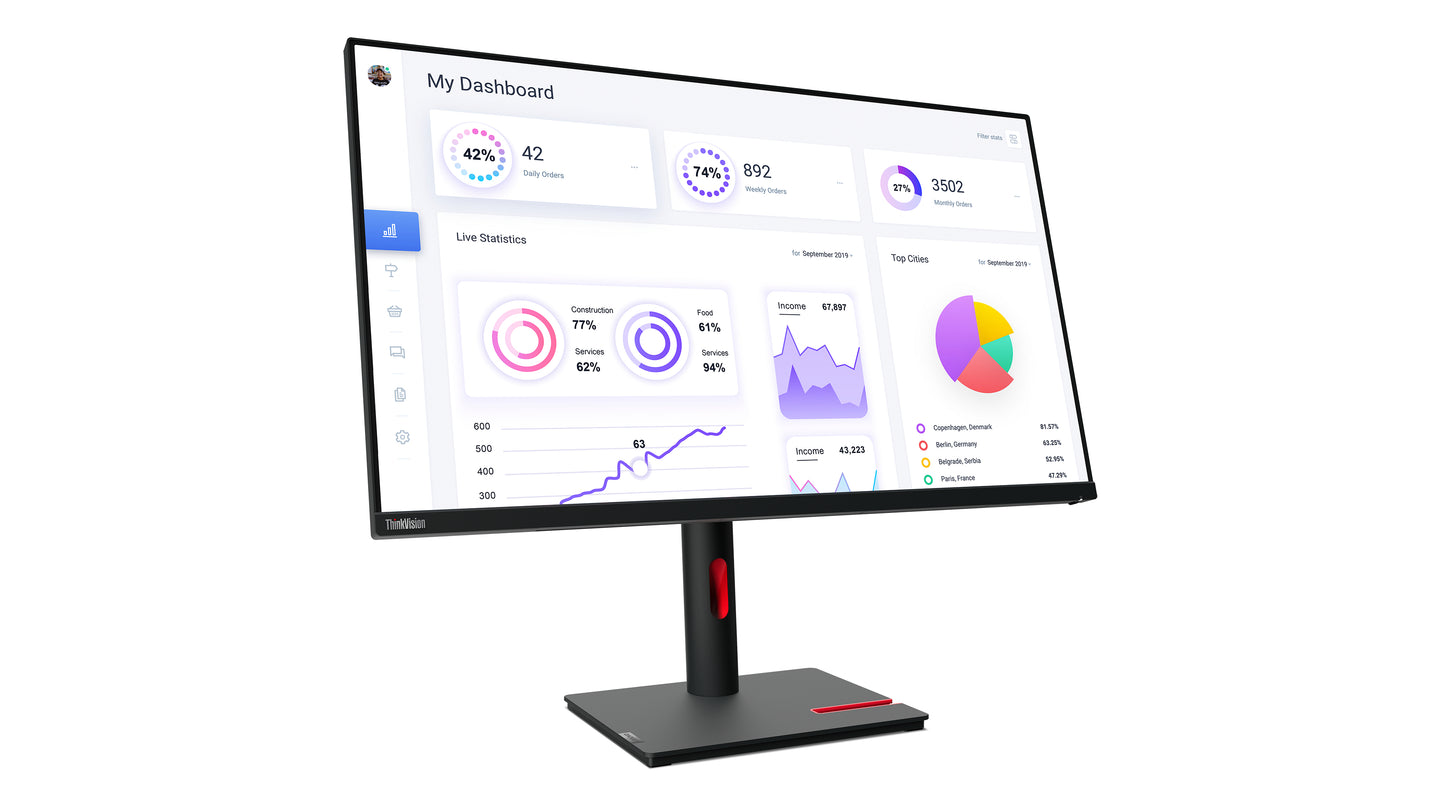 Lenovo ThinkVision T32p-30 LED display 80 cm (31.5") 3840 x 2160 pixels 4K Ultra HD Black