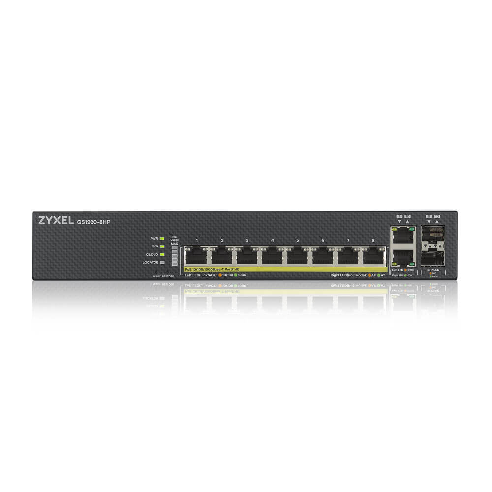 Zyxel GS1920-8HPV2 Managed Gigabit Ethernet (10/100/1000) Power over Ethernet (PoE) Black