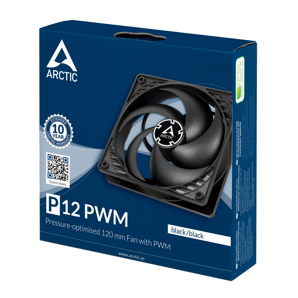 ARCTIC P12 PWM (Black/Black) Pressure-optimised 120 mm Fan with PWM