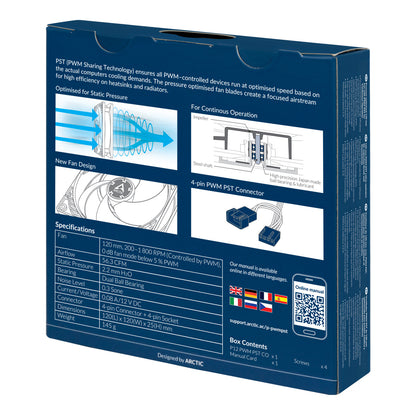 ARCTIC P12 PWM PST CO Pressure-optimised 120 mm Fan with PWM PST for Continuous Operation