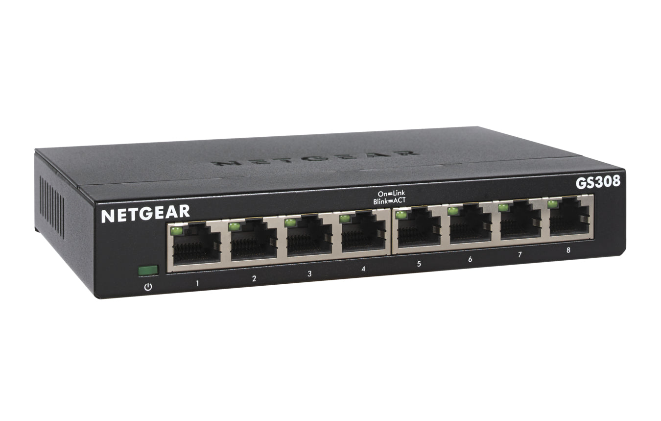 NETGEAR GS308-300PES network switch Unmanaged L2 Gigabit Ethernet (10/100/1000) Black