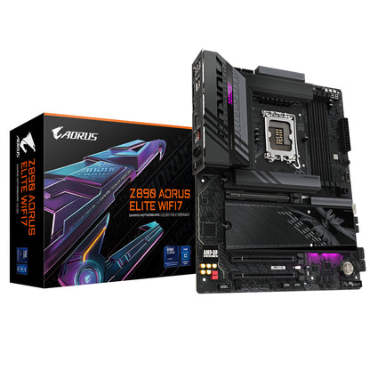 GIGABYTE Z890 AORUS ELITE WIFI7 Motherboard - Supports Intel Core Ultra (Series 2) CPUs, 16+1+2 phases VRM, up to 8800MHz DDR5 (OC), 1xPCIe 5.0 + 3xPCIe 4.0, Wi-Fi 7, 2.5GbE LAN, Thunderbolt 4