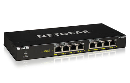 NETGEAR GS308PP Unmanaged Gigabit Ethernet (10/100/1000) Power over Ethernet (PoE) Black