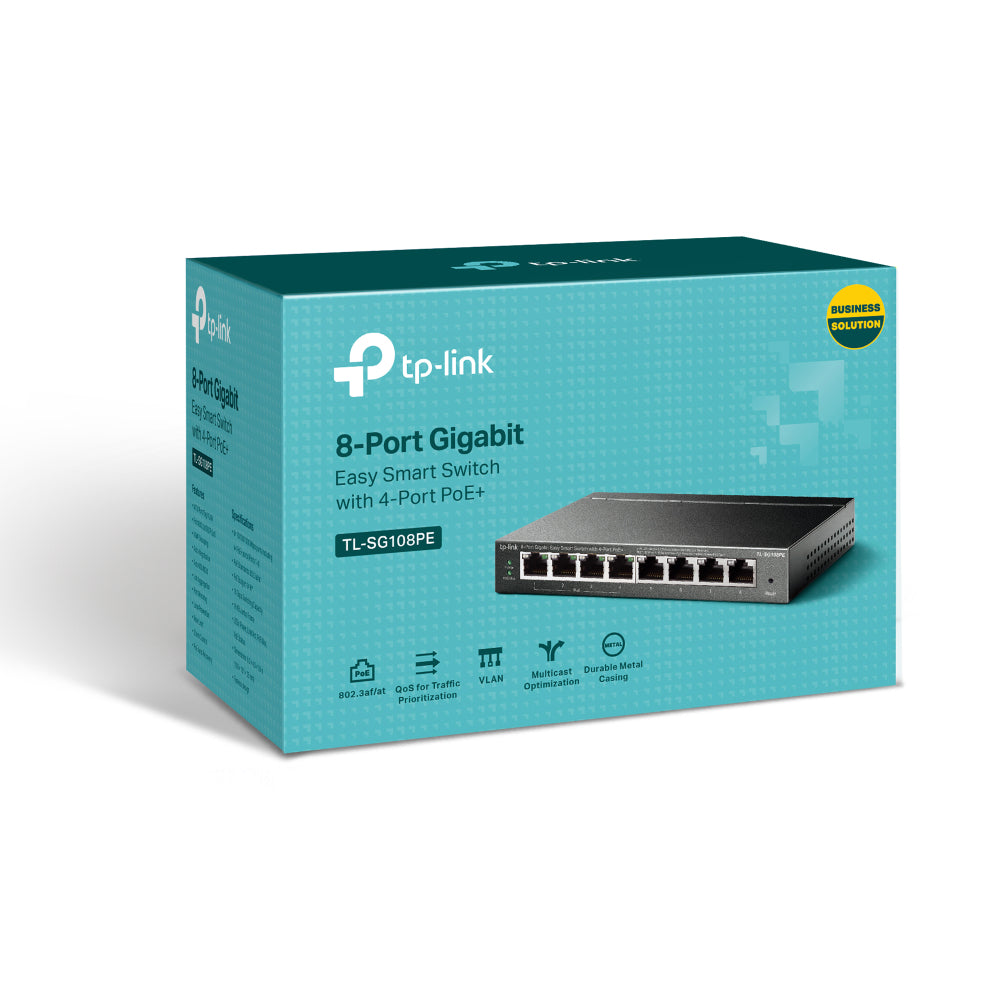 TP-Link TL-SG108PE network switch Managed L2 Gigabit Ethernet (10/100/1000) Power over Ethernet (PoE) Black