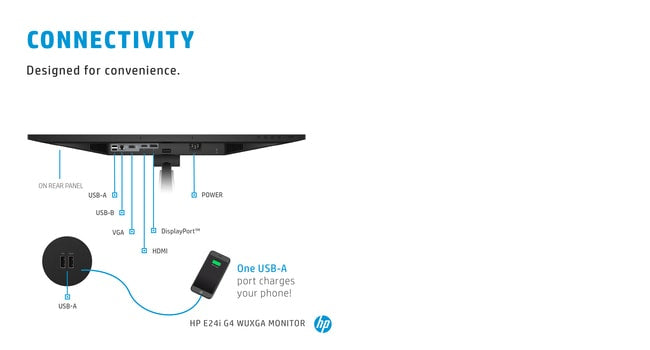 HP E-Series E24i G4 computer monitor 61 cm (24") 1920 x 1200 pixels WUXGA Black, Silver