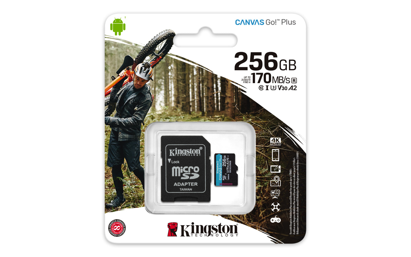 Kingston Technology 256GB microSDXC Canvas Go Plus 170R A2 U3 V30 Card + ADP