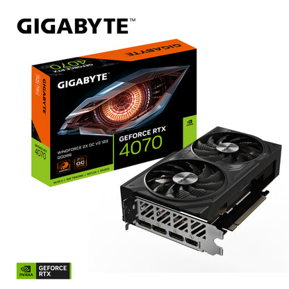 GIGABYTE GeForce RTX 4070 WINDFORCE 2X OC V2 12G Graphics Card - 12GB GDDR6, 192bit, PCI-E 4.0, 2490MHz Core Clock, 3 x DisplayPort 1.4a, 1 x HDMI 2.1a, NVIDIA DLSS 3, GV-N4070WF2OCV2-12GD