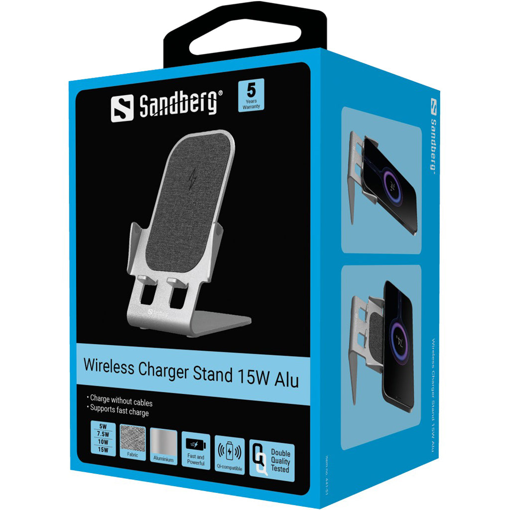 Sandberg Wireless Charger Stand 15W Alu