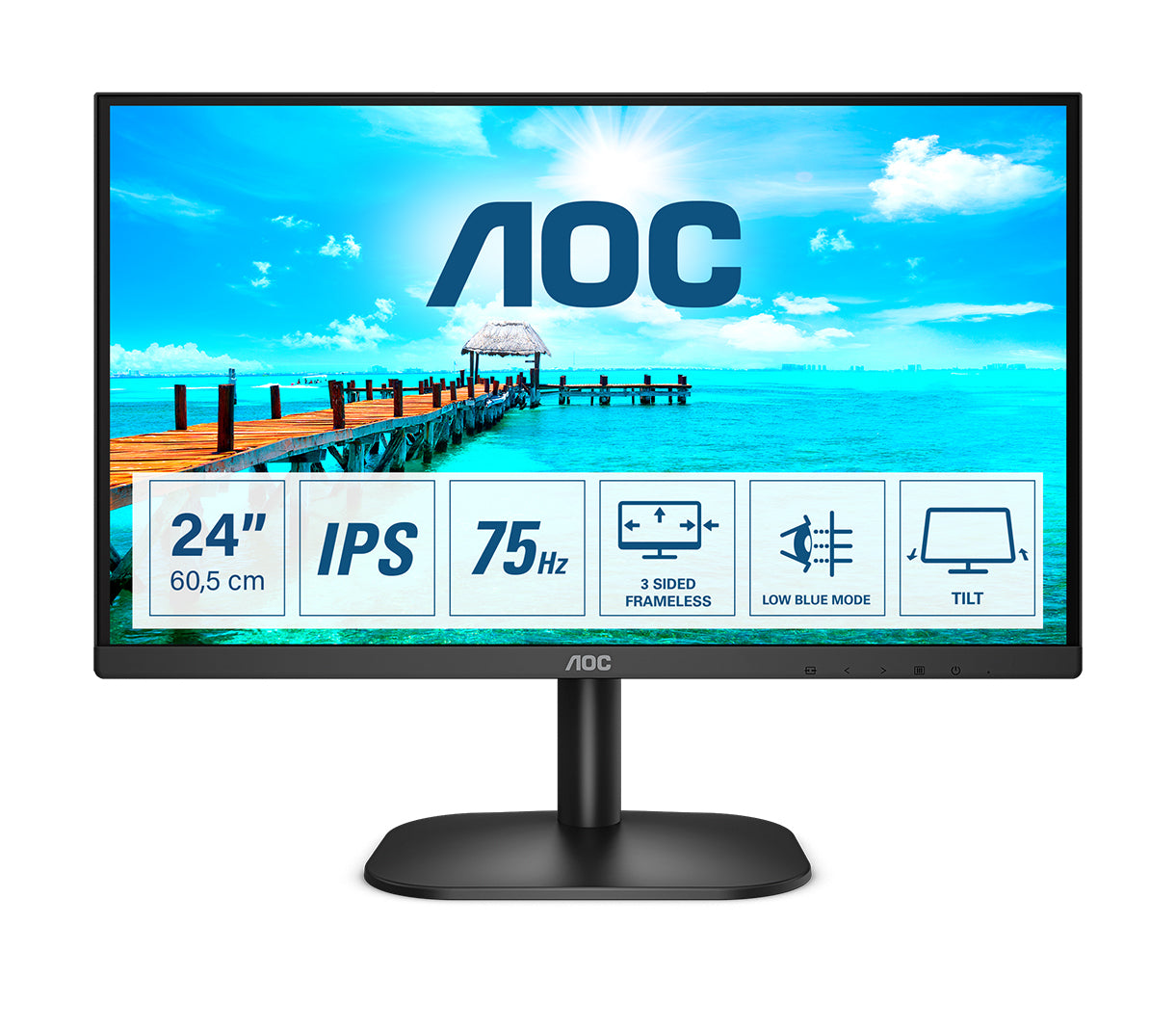 AOC B2 24B2XDA LED display 60.5 cm (23.8") 1920 x 1080 pixels Full HD Black