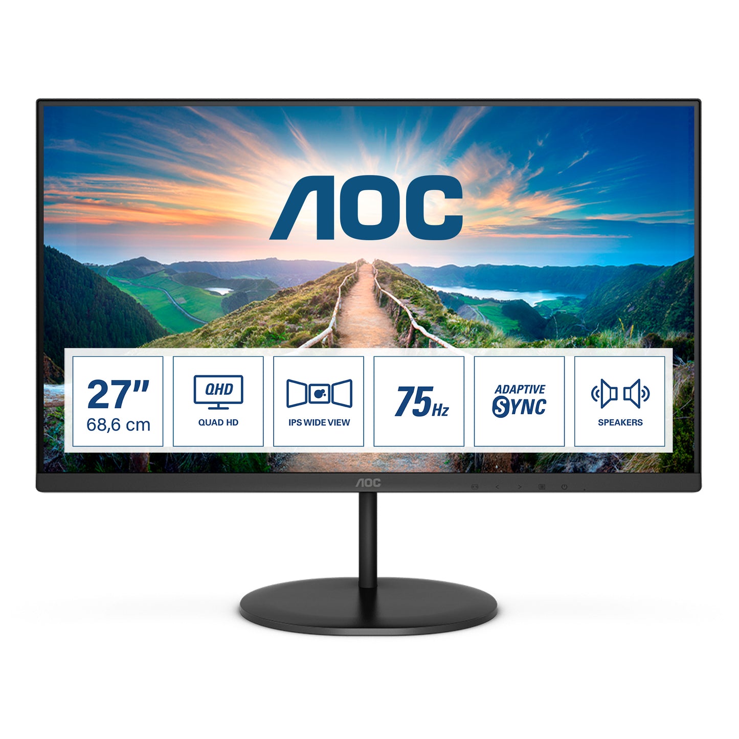 AOC V4 Q27V4EA LED display 68.6 cm (27") 2560 x 1440 pixels 2K Ultra HD Black