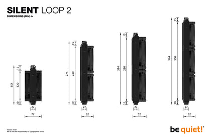 be quiet! Silent Loop 2 240mm All In One CPU Water Cooling, 2 X 240mm PWM Fan, For Intel Socket: 1200 / 2066 / 115X / 2011(-3) square ILM; For AMD Socket: AMD: AM4 / AM3(+)