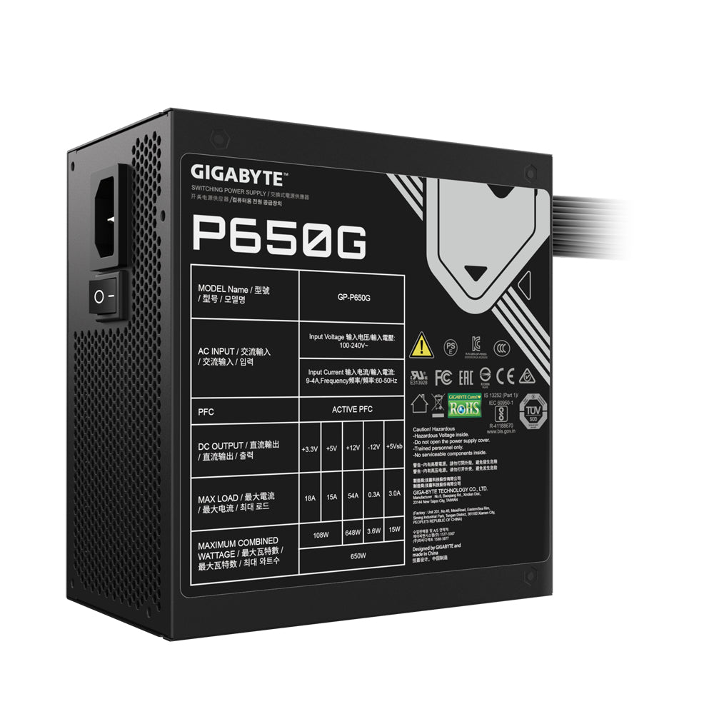 GIGABYTE GP-P650G power supply unit 650 W 20+4 pin ATX ATX Black