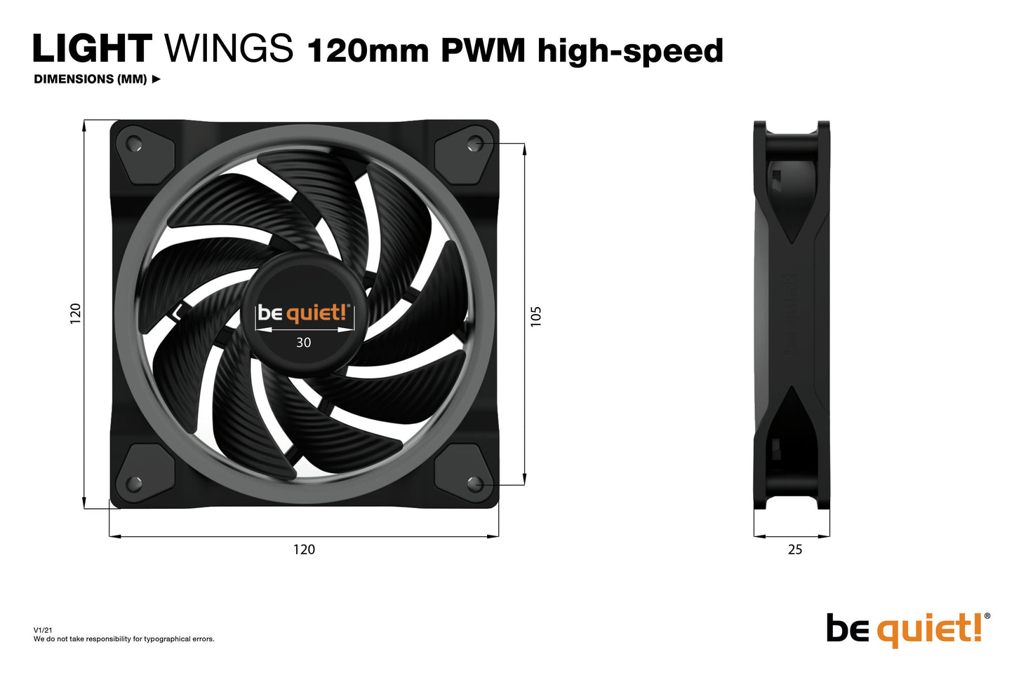 be quiet! Light Wings 120mm ARGB PWM High Speed Fan Black 3 Pack