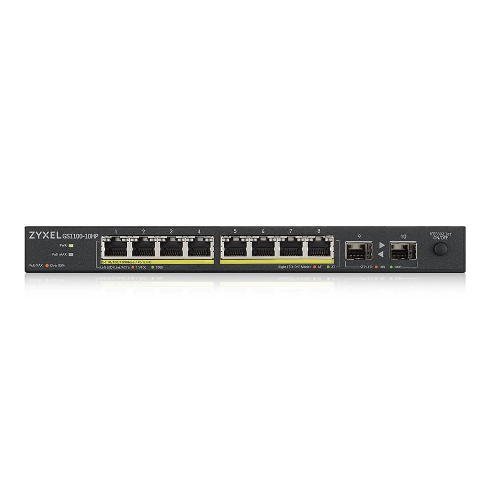 Zyxel GS1100-10HP v2 Unmanaged Gigabit Ethernet (10/100/1000) Power over Ethernet (PoE) Black