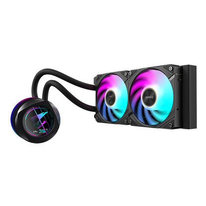 GIGABYTE AORUS WATERFORCE X II 240 AIO Liquid CPU Cooler - 2x120mm ARGB Fans, full-color LCD, DAISY-CHAIN, Intel LGA 1851 and AMD AM5 Compatible