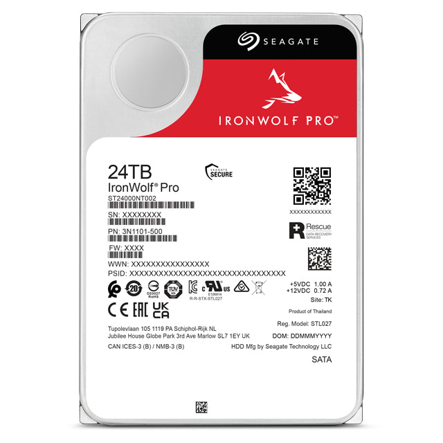 Seagate IronWolf Pro ST24000NT002 internal hard drive 24 TB 7200 RPM 512 MB 3.5" Serial ATA III