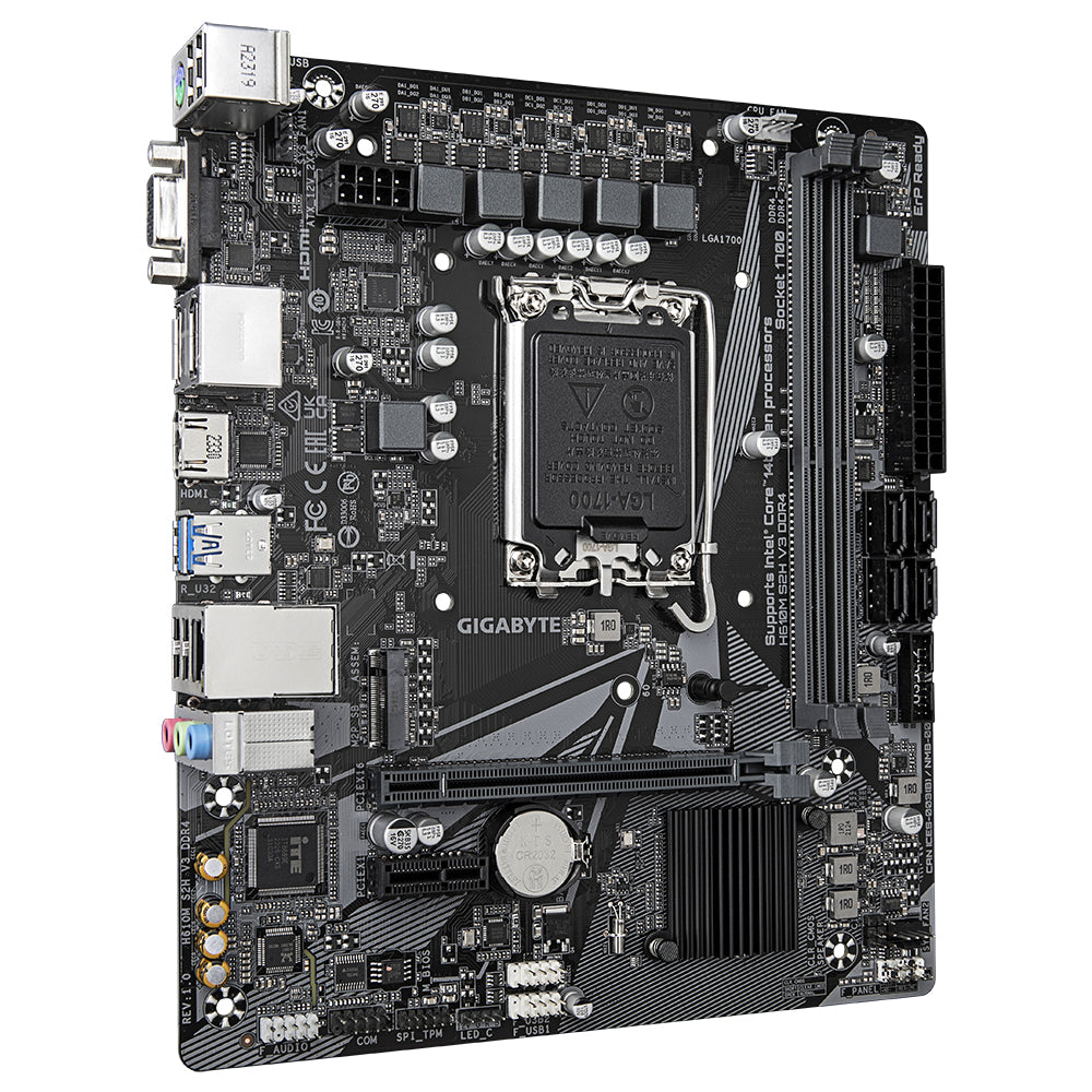 GIGABYTE H610M S2H V3 DDR4 Motherboard - Supports Intel Core 14th CPUs, 4+1+1 Hybrid Digital VRM, up to 3200MHz DDR4, 1xPCIe 3.0 M.2, GbE LAN , USB 3.2 Gen 1