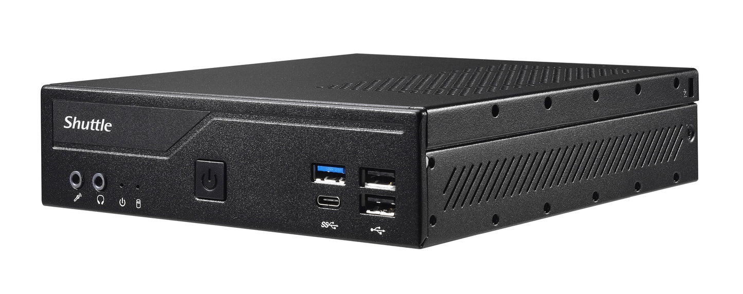 Shuttle Slim PC DH610 , S1700, 1x HDMI, 2x DP , 1x 2.5", 2x M.2, 2x LAN (Intel 1G + 2.5G), 2x COM, 24/7 permanent operation, incl. VESA