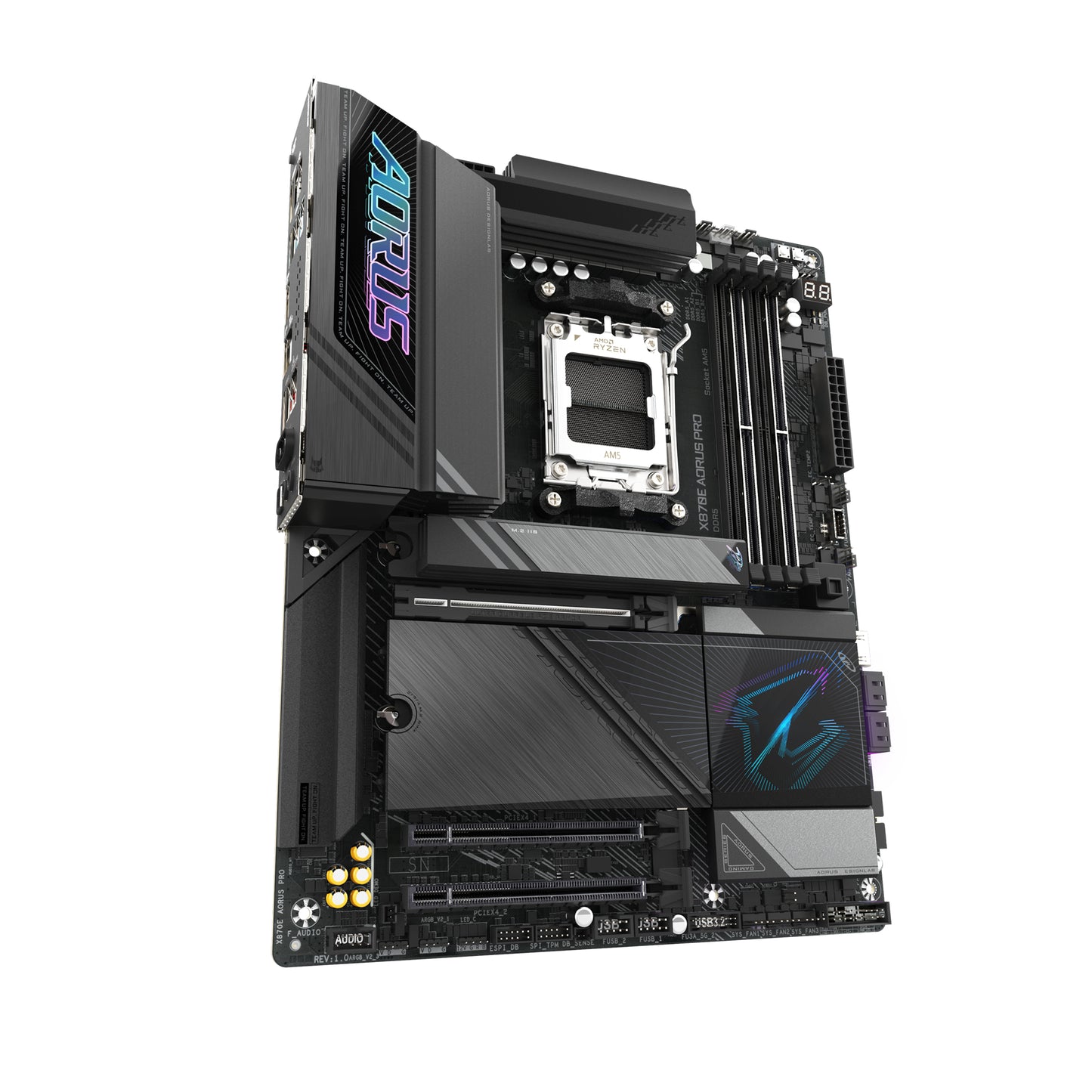 GIGABYTE X870E AORUS PRO Motherboard - Supports AMD Ryzen 9000 CPUs, 16+2+2 Phases Digital VRM, up to 8000MHz DDR5 (OC), 3xPCIe 5.0 + 1xPCIe 4.0,Wi-Fi 7, 2.5GbE LAN, USB 4