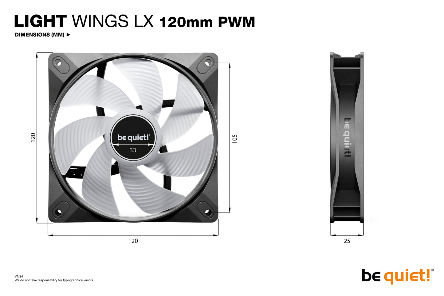 be quiet! LIGHT WINGS LX 120mm PWM Computer case Fan 12 cm Black 1 pc(s)