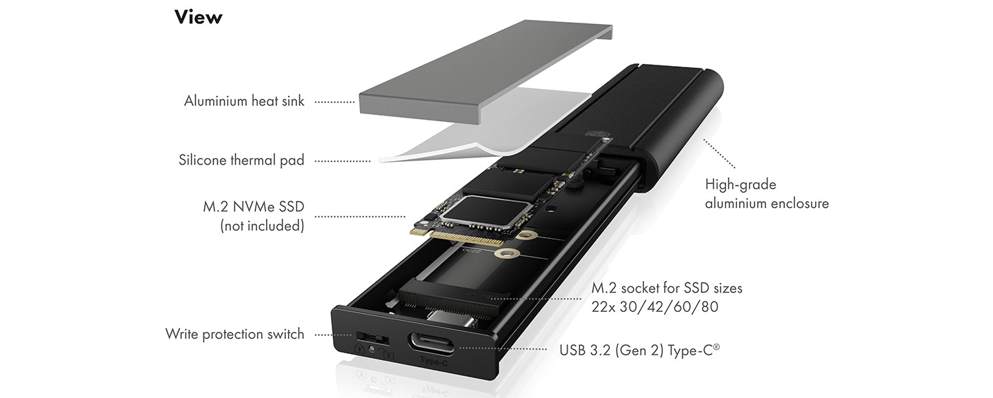 ICY BOX IB-1807MT-C31 SSD enclosure Black M.2