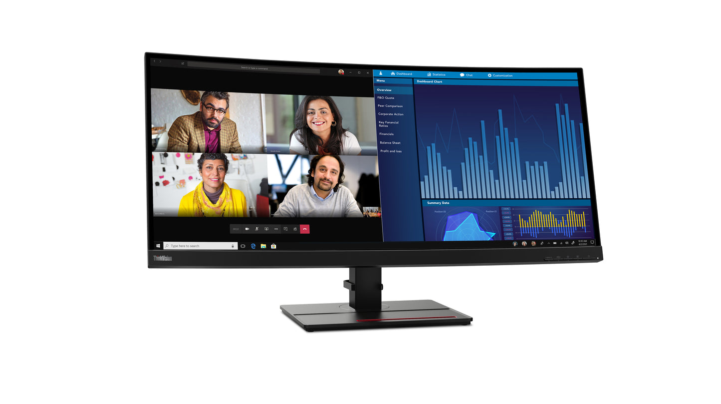 Lenovo ThinkVision P34w-20 LED display 86.7 cm (34.1") 3440 x 1440 pixels Wide Quad HD Black