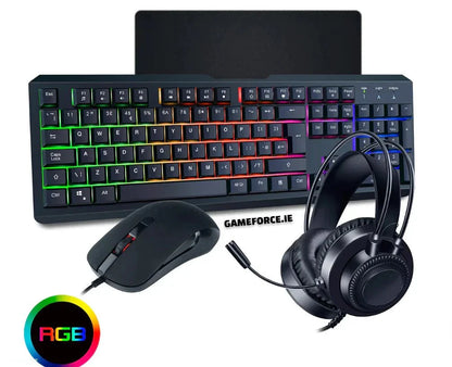 CiT rainbow RGB gaming combo  4-1 KIT - Keyboard - Mouse - Headset - Mouse Mat - GAMEFORCE.IE - TECHDIRECT GAMEFORCE.IE -  Ireland - Carlow - Dublin - Cork